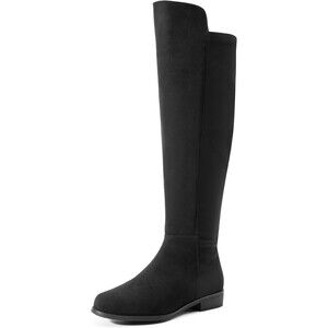 DREAM PAIRS Women's Suede/Fabric Knee High Boots Zipper Black SDKB2404W Size 9.5